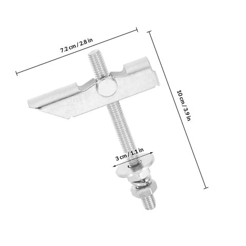 Heavy Duty Metal Toggle Bolt Kit 12 Pcs With M8x72mm And 100mm Drywall Anchors For Hollow Walls, bolt dimensions shown