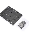 Built Tough Rugged Stainless Steel Flat Plates Straight Corner Braces Heavy Duty Furniture Repair Connectors With Screws for Table Desk Reinforcement Fast Setup Matte Black eight piece set with screws displayed.