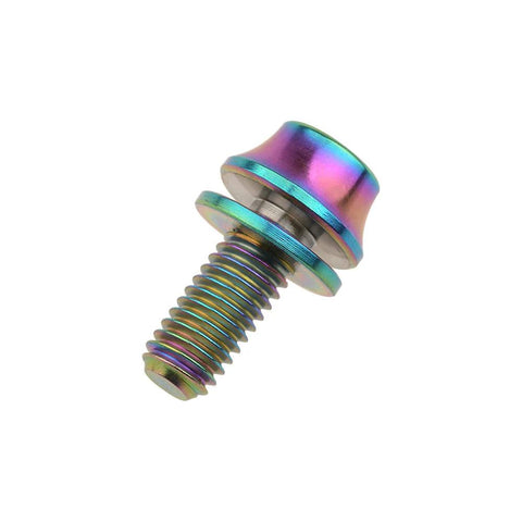 Colorful anodized titanium bicycle bottle cage bolt with washer, M5x12mm size, high-strength 6AL4V Grade 5 alloy, lightweight and durable