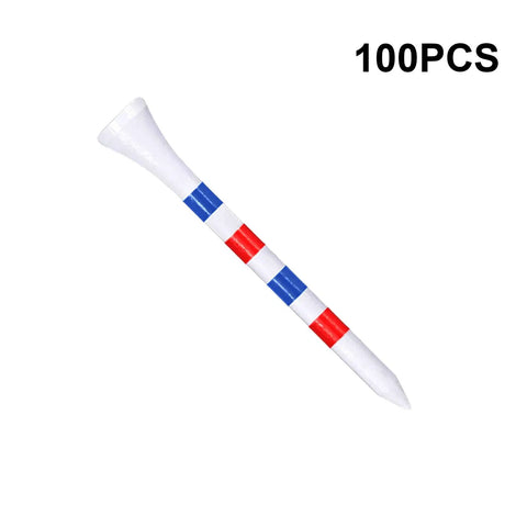 Pro Grade Bamboo Golf Tees 100 Pack Two And Three Quarters Inch Long White Tees With Red And Blue Marks Strong Durable