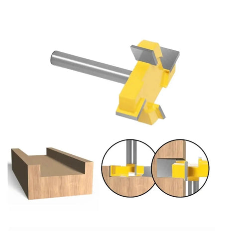 Heavy Duty 4 Edge T Slot Router Bit With An 8mm Shank for precise cuts in wood and plywood, ideal for jigs and drawer slides.