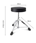 Universal Drum Throne With Hella Comfortable Rounded Seat And Double Braced Build featuring adjustable height and anti-slip rubber feet.