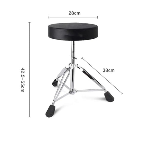 Universal Drum Throne With Hella Comfortable Rounded Seat And Double Braced Build featuring adjustable height and anti-slip rubber feet.