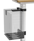 Under Desk PC Mount Clamp On CPU Holder With Non Slip Pads, Adjustable Height And Width For Standing Desks, No Drilling, 40 Lb Capacity