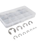 Stainless Steel Retaining Ring Kit, 400 Pcs Circlip Assortment For Transmission Shafts And Gears with box and assorted sizes 1.5mm to 15mm