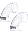 Four Inch ID 90 Degree Dust Collection Elbow Fitting For Four Inch OD Pipes Easy Clip On Quick Connect Clear View Built In Coupler Durable Plastic 2 Pack