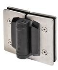 316 Stainless Brushed Glass-To-Glass Hinge, 180 Degree Self-Closing, Heavy-Duty Gate Hinge For Half-Inch Tempered Glass, Interior Or Exterior Use, Tension Adjustable With A Screwdriver, black center