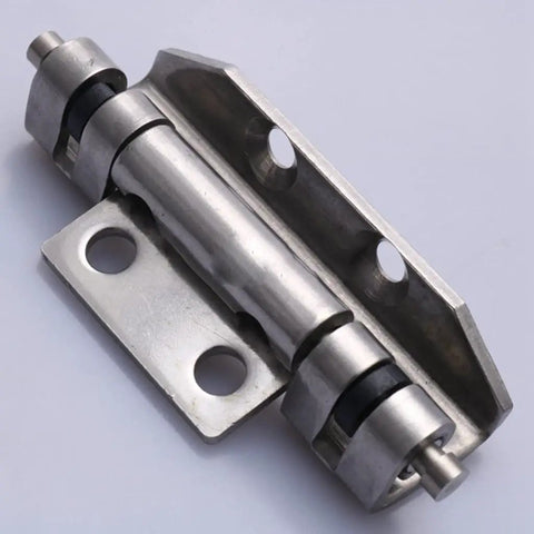 Flat Out Durable Heavy Duty Cabinet Hinges Thickened Rust Proof Steel, close-up view of hinge for barn doors.