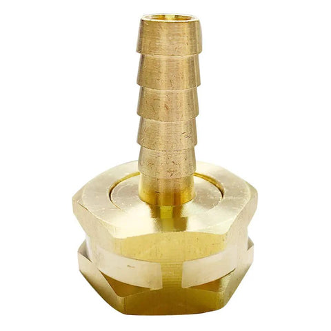Brass Garden Hose Connector Swivel Fitting Three Eighth Inch Barb To Three Quarter Inch Female GHT Thread With Rubber Washer No-Fuss Quick-Connect Hose Fittings Leak-Free Durable Two-Pack brass hose barb fitting