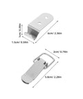Heavy Duty Spring Loaded Toggle Latches 4 Pack Stainless Steel Silver Flat Mouth Hook For Toolbox Storage And Cabinet Latching Secure Lock System dimensions shown.