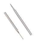 Pro-Grade Stripped Screw Remover Kit with Tungsten Steel Bits Extract Broken Screws From Phones and Small Electronics Without a Hassle Heavy-Duty Fixer Set That Makes Tricky Jobs A Breeze for Makers showing two tungsten steel bits.