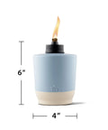 Sunset Sands Outdoor Table Torch in blue, 6x4 inch, fiberglass wick, for patio and backyard decor, centerpiece lighting.