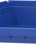 Heavy Duty Shelf Bins For Garage And Closet Organization, Built To Last Plastic Storage Bins Great For Drawers And Cabinets, 24 Inch By 11 Inch By 4 Inch, Blue, Set Of 6 For Versatile Under Sink And Shelf Storage, front view