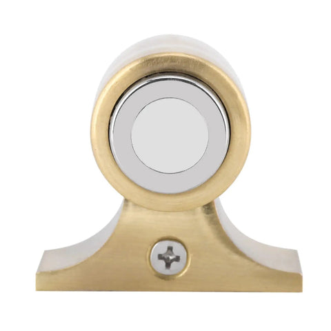 Cabinet Door Suction Magnetic Door Catch Heavy Duty No Fuss Industrial Spring Base For Home Doors Ground Wall Installation Zinc Alloy Stopper Brass Color front view