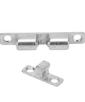 Rugged Marine Grade Stainless Boat Door Catch 60mm Ball Roller Polished Steel Rustproof hardware on white background.
