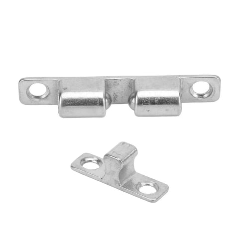 Rugged Marine Grade Stainless Boat Door Catch 60mm Ball Roller Polished Steel Rustproof hardware on white background.