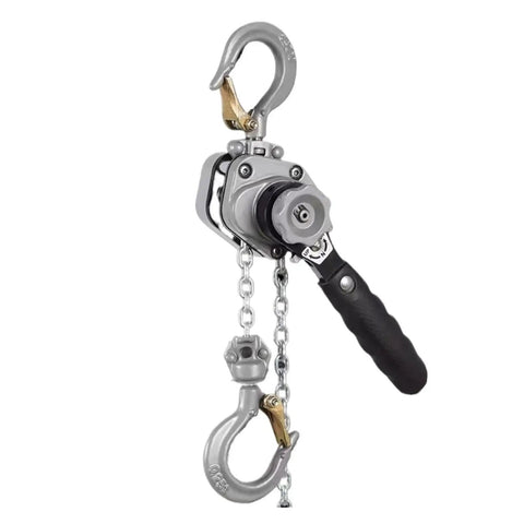 Compact Aluminum Alloy Hand Chain Hoist With Lever Lifting Tackle 0.25 Ton Capacity And 1.5 Meter Height showing hoist mechanism and hooks