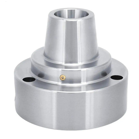 Ycauty 5 In Precision Lathe Collet Chuck With 0.0006 TIR Runout Accuracy showing silver metal construction and detailed design.