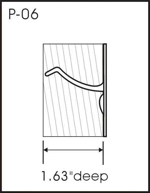 Diagram of Solid Brass Edge Pull Handle 4 Inch Satin Nickel For Pocket Doors And Sliding Doors showing 1.63-inch depth