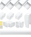4 Inch Decorative PVC Line Cover Kit For Mini Split Air Conditioning And Heat Pump Systems, 14 Ft Long, components visible