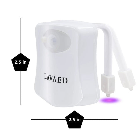 Toilet Light With Motion Sensor And 8 Colors LED Glow For Bathroom Night Light Easy Install Fun Gift For Dad Men Women Boys Stocking Stuffers Great Stocking Stuffers For Christmas Or Everyday Use, product shown with dimensions