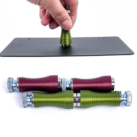 Magnetic Soldering Helping Hands Set With Four PCB Holders And Magnetic Pillar Stands shown with magnetic base and colorful pillars.