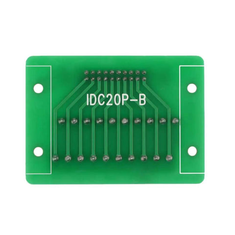 Must-Have IDC Breakout Board 2x10 20 Pin Male Header Terminal Block Connector With 2.54mm Pitch, FRC Flat Ribbon Cable Compatible, Connect Arduino Uno Pins To Peripherals, Includes DIN Rail Mount Carrier And Mounting Screws. Green PCB IDC20P-B 20-pin breakout board with mounting holes