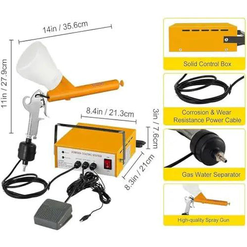 Built Tough And Ready To Roll Portable Electrostatic Spray Paint Gun With Foot Pedal Switch For Quick Diy Metal Upgrades That Delivers Legit Shop Quality Finishes Daily layout showing key components including spray gun and control box.
