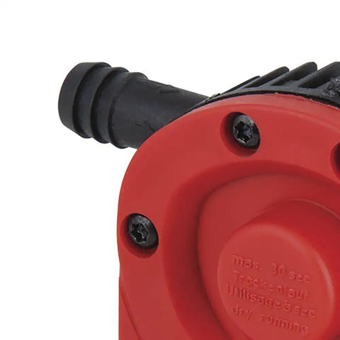 Close-up of Drill Powered Pump With Plastic Casing, 1300 Liters Per Hour, Self Priming For Fast Non Potable Water Transfer