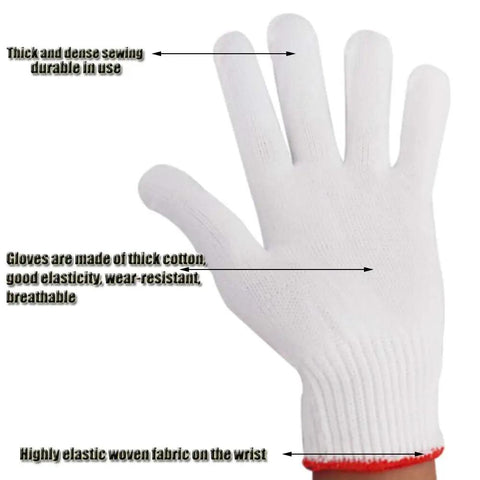Grippy Hand Working Gloves With Safety Grip For Light To Medium Duty Tasks, visible hand in white breathable cotton material