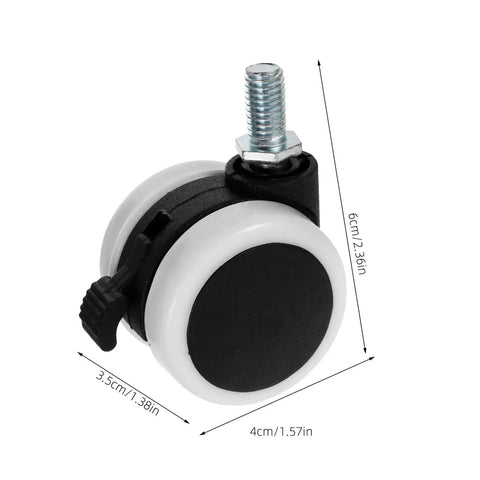 Side view of Beefy Heavy Duty Furniture Caster Wheel with brake, 2.36 x 1.57 x 1.37 inches, nylon and iron construction.