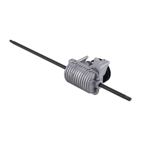 Beefed Up Transmission Assembly For Toro Timemaster 30 Inch Mowers Replacement Replaces 131-9665 120-5211 127-0656 130-2388 130-6670 With Pulley Included Heavy Duty Gearbox Upgrade, gray metal gearbox with shaft