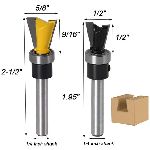 Top Shelf Carbide Dovetail Router Bit Set Two Piece Kit Bearing Guided for accurate drawer and jewelry box making.