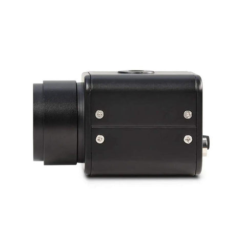 Side view of an HDMI Camera for Security and Studio Use, 2160P30/25/24 and 1080P60/50/30/25 Capable, with 8MP 1/2.8 CMOS Sensor.