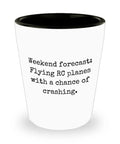 RC Planes Gift Ceramic Shot Glass For RC Aircraft Fans 1.5 Oz White Exterior Black Interior Dishwasher Safe with aviation quote