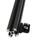 Black Metal Door Frame Hinges With Screws And T Nuts For Slotted Aluminum Extrusion Profiles 2020 3030 4040 Series close-up view