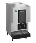 Slick Badass Cubelet Ice Machine With Built In Storage Bin Hand Free Sensor Operation And Air Cooled System For Countertop Placement Creating Fresh Mini Nugget Ice in stainless steel finish.