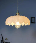 Flower Glass Pendant Light, Ceiling Colorful Lamp, Modern Farmhouse Fixture in white, illuminating a cozy space.