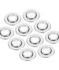 Twenty Pack Heavy Duty Stainless Steel Double Disc Escutcheon Plates For Fire Sprinkler Heads, silver trim covers arranged in a circle.