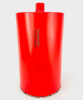 Diamond wet core drill bit by BLUEROCK, 10-inch, 1-1/4 inch threaded shank, red cylindrical body