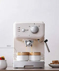 Fully Automatic Coffee Machine With Built In Grinder And Milk Frother Espresso Maker For Home Brews Auto Brew And Semi Automatic Modes Barista Style Foam Electric Coffee Brewer For Everyday Use showing front view with two cups