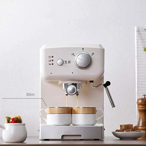 Fully Automatic Coffee Machine With Built In Grinder And Milk Frother Espresso Maker For Home Brews Auto Brew And Semi Automatic Modes Barista Style Foam Electric Coffee Brewer For Everyday Use showing front view with two cups