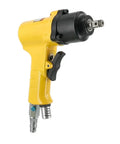 Close-up of Top Tier Industrial 3/8 Air Impact Wrench Hella Compact Pneumatic Tool with quick release chuck.