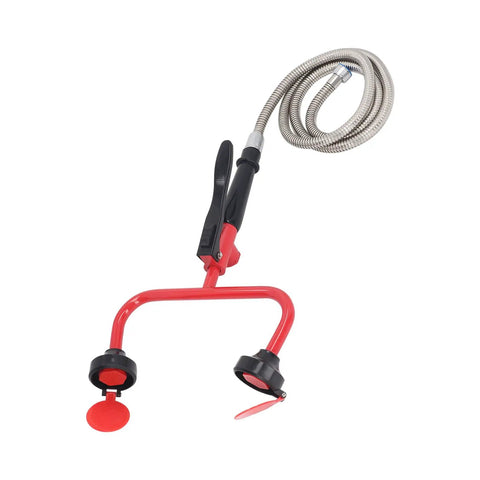 Red Faucet Mounted Eyewash Station For Lab, Factory And Industrial Sites With Stainless Steel Build, Forged Diverter Valve