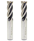2-piece end mill set, 1/2 in diameter, 1/2 in shank, 4-flute HSS CNC cutters