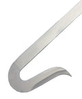 Close-up of hook on Twin Hook Sword Set For Kung Fu Wu Shu Training, 440 black stainless steel, 33.5 inch overall length