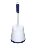 Comfort Grip Toilet Bowl Brush And Caddy Set With Soft Rubber Handle White And Blue 16.5 Inch Full Bristle Cleaning in a durable plastic base