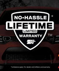 No-Hassle Lifetime Limited Warranty badge over car grille, Subaru Compatible High Flow Engine Air Filter For 2003 To 2021 Models