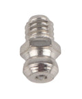 Close-up of single steel fitting from Grease Zerk Kit 10 Pieces Metal Grease Fittings For M6 Straight Grease Gun Accessories Nozzle.