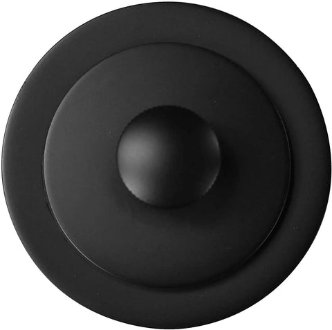 Matte Black Tub Drain Kit With Coarse Threads And Twist Close Plug Plus Two Hole Overflow Faceplate top view of twist close plug